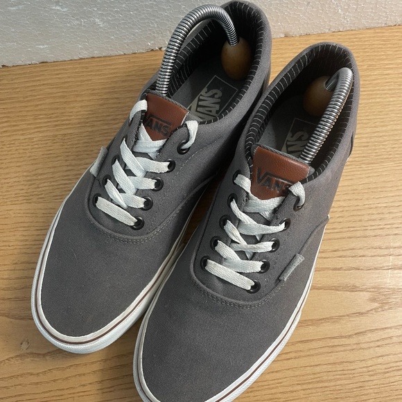 Vans Doheny Shoes Mens 9 Grey w Brown Leather Tongue & Tag Low Top Lace Up HTF - Picture 2 of 12